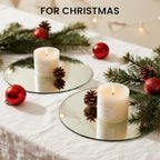 Round Mirror Centerpieces, Set of 12 Pcs 12" Round Glass Mirror Centerpieces for Tables, with Anti Slip Pads, Glass Trays for Wedding Decorations, Parties, Baby Shower Party