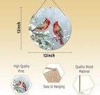 CGBHW Winter Christmas Cardinal Birds Wooden Sign, Winter Branches Berry Snowflake Snow Decoration Hanging Sign Wall Decor, Rustic Farmhouse Christmas Holiday Seasonal Wooden Sign for Home Door Decor 12 x 12 Inch