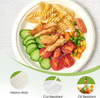 ECOLipak 100% Compostable 10 Inch Heavy Duty Paper Plates, 150 Pack Disposable Biodegradable Eco-friendly Sugarcane Bagasse Plates for Dinner Party(White)