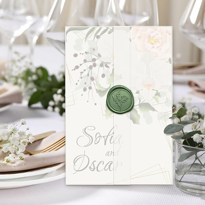 30 Pack Pre-Folded Vellum Jackets for 4.5x6.25 Invitations, Translucent Vellum Paper 4.5x6.25 Jackets, 100GSM Wedding Invitations Wraps, Envelope Liners for Birthdays, Baby Showers