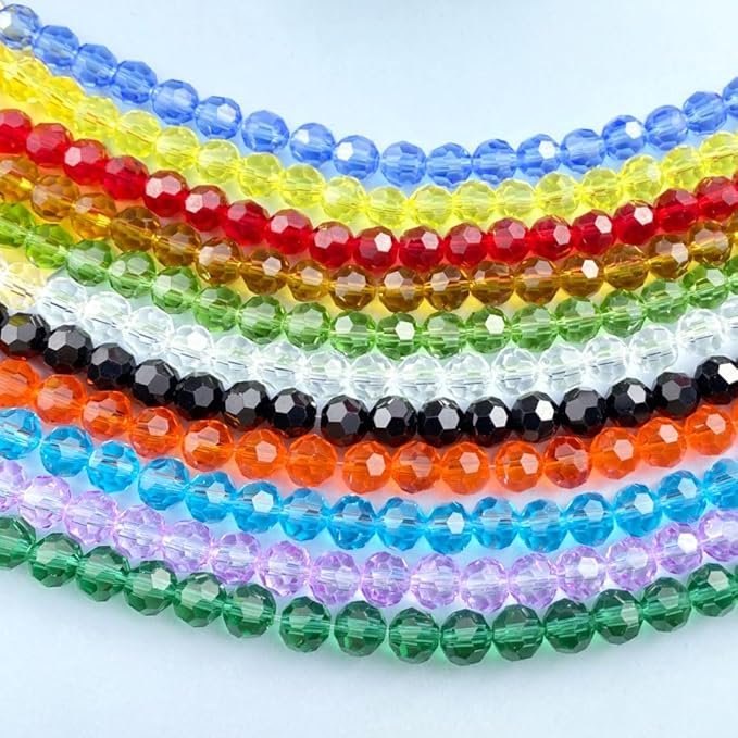 50 PCS 10mm Crystal Glass Beads Round Multiple Faceted Loose Spacer Glass Beads for DIY Handcrafte Bracelet Necklace Earring Jewelry Making(Black)