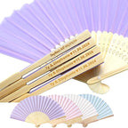 200 Pcs Personalized Purple Wedding Fans for Guests Bulk, Custom Hand Fans Decorative Folding Fans, Wooden Fans Party Favor Birthday Party Supplies Bridal Shower Gifts Baby Shower Favors