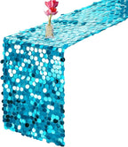 VHH Sequin Table Runner 12 x 108 inches Turquoise Table Runner, Glitter Runner for Party Wedding Birthday, Party Spring Easter Rustic, Birthday Supplies Decorations (1 Pack).