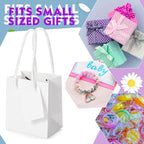 Sherr 100 Pack Mini Gift Bags Bulk, 4 x 2.75 x 4.5 Inches Paper Bags with Tags, Extra Small Paper Gift Boxes with Handles for Birthday, Party Favors, Weddings, Small Business(White)