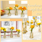 Champagne Bud Vases in Bulk 24 Packs Amber Glass Vase for Decor Centerpieces, Small Ribbed Vases for Flowers Stripe Modern Bud Vases Vintage Vases for Floral Wedding Party Table Decoration Home Decor