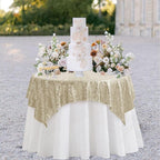 Square Champagne Sequin Tablecloth- 50x50 inch, Seamless Sparkle and Glitter Party Table Cloth, Shiny&Elegant Table Overlays for Wedding Birthday Ceremony Prom Decorations