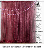ShinyBeauty Burgundy Sequin Backdrop 10FTx10FT Sequin Fabric Backdrops for Photograph Photo-Backdrop-Drapes 10FT Sparkle Curtains for Wedding Wine Glitter Backgrounds for Shimmer Background
