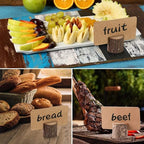 10Pcs Wood Place Card Holder Rustic Wood Table Numbers Holder with 20Pcs Kraft Table Place Cards Party Wedding Table Name Card Holder Memo Note Card