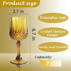 Plastic Wine Glasses，Plastic Goblets Vintage Style Cordial Drinking Glasses for Wedding Reception, Grand Event Party Supplies (12, Amber)