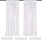 Backdrop Curtains 6 Panels Iridescent Sequin Background 2ftx8ft Glitter Fabric Baby Shower Party Wedding Photo Drapes Backdrop
