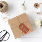 Andaz Press 100-Pack Personalized Thank You for Celebrating with Us Wedding Favor Tags with Bakers Twine Terracotta Line Design Custom Cardstock Wedding Gift Tags for Party Favors 2 x 3.75-Inches