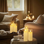 24 Packs of Acrylic LED Candles, Flickering Flameless Candles Battery Operated with Remote Dimmed and Timed, 3D Wick Candles for Home Decor,Wedding,Gift，Parties and Festivals. (3 Size)