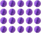 20pcs Honeycomb Flower Balls - Party Decor, Tissue Paper Pom Poms (6inch, Purple)