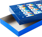 Hallmark Designed Shirt Boxes with Lids (8 Boxes: 2 Each of Orange and Blue Stripes, Plaid, Dots, Happy Birthday) for Birthdays, Father's Day, Graduations