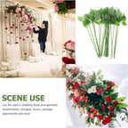 Veemoon 30pcs Floral Wire Stem with Leaves Artificial Plastic Rose Floral Wire Stems DIY Craft Bouquet Making Floral Arrangement Tools for Wedding Bouquet Centerpiece Home Decor