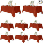 Fitable 8 Pack Rectangle Tablecloths: Stain Resistant Wrinkle Free Fall Table Clothes, Washable Reusable Polyester Table Covers for Wedding Thanksgiving Party Birthday Banquet(Rust, 70x120 inch)