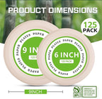Disposable Paper Plates, 6 inch Heavy Duty Paper Plate, Soak and Cut Proof, Natural Biodegradable Bagasse Plates for Microwave, Dinner, Party, Picnic,125 Pack