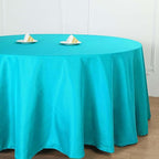 Efavormart Round Tablecloth, 132 Inch Stain & Wrinkle Resistant Washable Table Cloth, Decorative Polyester Fabric Table Cover for Banquet, Wedding, Dining- Turquoise
