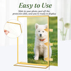 20 Pack Gold Acrylic Sign Holders 4x6 Inch, Double Sided Vertical Stand Clear Picture Frames, Table Menu Display Holders for Wedding Table Numbers, Restaurant Signs, Party and Office Photos