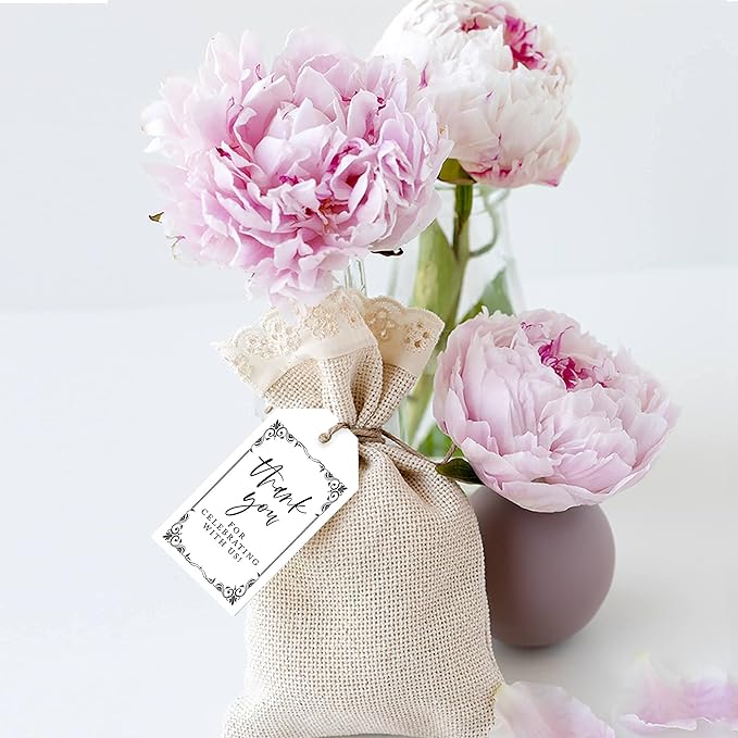 Andaz Press 100-Pack Thank You for Celebrating with Us Favor Tags Art Deco Cardstock Gift Tags with Bakers Twine for Wedding Baby Shower Bridal Shower Birthday Party Favors 2 x 3.75-Inches