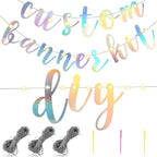 TaoBary 167 Pcs DIY Banner Kit Happy Birthday Glitter Banner Customizable Glitter Make Your Own Kit 162 Letters Symbols and Numbers 3 Rope for Birthday Halloween Wedding Christmas(Holographic)