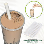 9 Inch Individually Wrapped Disposable White Paper Boba Straws, Bubble Tea Straws 100 Counts, 0.5"/12mm Wide - Pointed End, Extra Thick, Fat - Eco-friendly Biodegradable