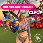 Kandies World Custom Festival Folding Hand Fan - Unique Designs, Made of Bamboo, Clacking Sound, Lightweight - Perfect Rave and Festival Accessory!