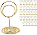 30PCS Table Number Holders Place Card Holder - Photo Holders for Tables, Cards Stand Name Menu Clips,Small Table Sign Holders for Wedding Anniversary Birthday Party (Gold)