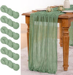 MLMW 6 Pack Sage Green Table Runner Cheesecloth Boho Gauze Rustic Cheese Cloth Table Runner 160 inch Sheer 13.3ft for Wedding Party Baby Bridal Shower Birthday