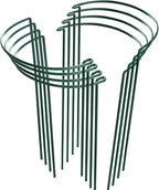HiGift 8 Pack Plant Support Stakes, Half Round Metal Garden Plant Stake Indoor Peony Cages and Supports, Green Plant Support Ring Border for Tomato,Hydrangea,Flower Outdoor (10" Wide x 15.8" High)