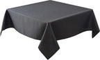 Biscaynebay Textured Fabric Square Tablecloths 70x70 Inches, Black Water Resistant Spill Proof Card Table Cloth Folding Table Cover for Dining, Kitchen, Wedding and Parties, Machine Washable