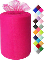 Fuchsia Tulle Fabric Roll 6 Inch X 300 FT (100 Yards) Matte Tulle Ribbon Netting Mesh Spool for DIY Tutu Skirt Wedding Bow Gift Wrapping Baby Shower Christmas Party Halloween Decorations