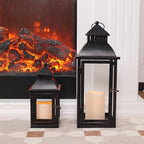 NEEDOMO LED Lanterns Decorative Outdoor&Indoor, Set of 2 Large Bronze Metal Lantern Decor with LED Candle, Lantern Decor for Porch, Patio, Garden, Balcony, Wedding, Spring Decorations (NO Glass)