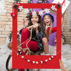 32 x 24 Inch Large Blank DIY Photo Booth Props Picture Frame Party Frame DIY Photo Booth Props Selfie for Halloween Christmas Birthday, Holiday Party (Red,Christmas)