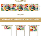 Colorful Flower Table Runner,Abstract Flower Blossom Botanical Pattern Print Tablecloth Burlap for Hotel Indoors Outdoor Dining Room Kitchen Table Decor, 13x80in