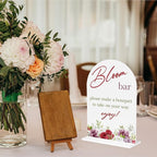 Bloom Flower Bar Sign for Wedding Bridal Shower Bouquet Bar Decor Sign Stuff Acrylic Arch Wedding Bridal Shower Baby Shower Welcome Table Signs for Ceremony and Reception 7 x 5 Inches