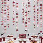 Burgundy Dusty Pink Decorations Circle Dot Garland Maroon Pink Hanging Polka Dot Streamer Banner for Wedding Birthday Bridal Shower Engagement Baby Shower Graduation Anniversary Garnet Party Supplies