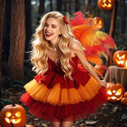 THARAHT Red Orange Yellow Ostrich Feathers 12pcs Natural Bulk 8-10Inch 20cm-25cm for Crafts Wedding Party Centerpieces Halloween and Home Decoration Feathers