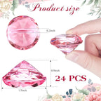 Boao 24 Pack Diamond Place Card Holders Acrylic Table Number Holder Card Stands Crystal Diamond Party Decorations Favor for Weddings Home Table(Pink)