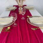 Velvet Table Runner, 10ft Luxurious Wedding Reception Decorations Soft Velvet Fabric Table Linen Overlay for Party (20 x 120 inch, Hot Pink)