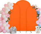 Wedding Arch Covers Arch Backdrop Cover Arch Stand Covers 7.2FT 6.6FT 6FT Set of 3 Arch Cover Spandex Fabric Stretchy Backdrop for Wedding Birthday Party Decoration Baby Shower (Candy Orange)