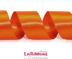 LaRibbons Orange Satin Ribbon 1 1/2 Inch 50 Yards Luxury Double Faced Russet Orange Silk Ribbon for Flower Bouquet Crafts Gift Wrapping Wedding Fall Decoration