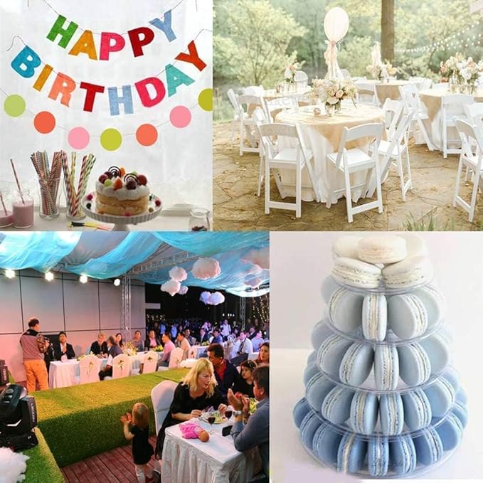 6 Tiers Macaroon Tower Stand, Round Macaron Tower Cake Display Rack Plastic Cupcake Stand Macarons Desserts Serving Tray for Birthday Wedding Party Decor (6 Tiers)