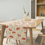 Mushroom Table Runner,Vintage Plant Print Table Runner for Kitchen Dining Table Home Party Decoration 13x90 Inch