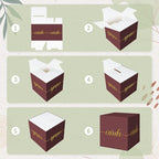 QIKSION Maroon Graduation Card Box, Gold Foil Gift Card Box for Graduation, Party, Wedding Reception, Birthday, Baby Shower, Raffle