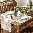 Artoid Mode Beige Snowflake Let It Snow Winter Placemats Set of 12, 12x18 Inch Seasonal Christmas Table Mats for Party Kitchen Dining Decoration