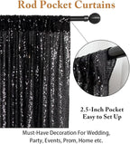 ShinyBeauty Sequin Curtains 2 Panels Black 2FTx8FT Sequin Photo Backdrop Black Sequin Backdrop Curtain Pack of 2-1011E