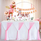 Suppromo 9ft Pink Tulle Table Skirts for Rectangle Tables or Round Tables Tutu Baby Shower Tablecloth Decorations for Girls Gender Reveal Elephant Birthday Party Decorations