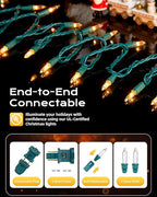 Brightown Clear Christmas String Lights, 200-Count 50ft Incandescent Bulb Mini Lights for Indoor Holiday Decor, Christmas Tree Garland Wedding Party Multi-Use Festival Decoration, Green Wire