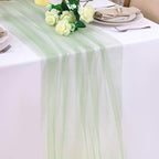 Snowkingdom Sage Green Table Runner, 10 FT Sheer Tulle Cheesecloth Gauze, Boho Rustic Table Centerpieces Decoration for Spring Wedding Baby Bridal Shower Christmas Party